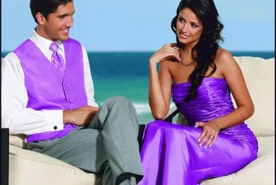 Good Looking Couple in Purple Clothes