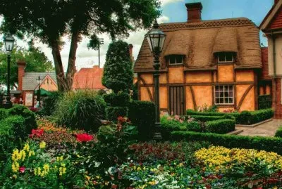 Flower Garden and Old House
