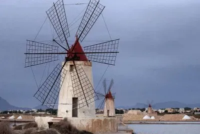 Windmills  Salt Pans Marsala Sicily  Italy