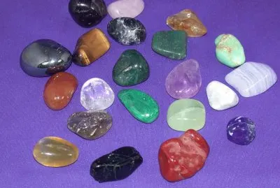 Healing Crystals on Purple Background