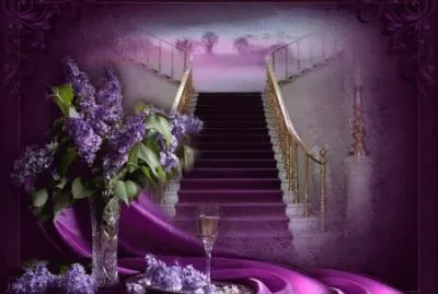 Staircase and Lilacs-Still Life Art