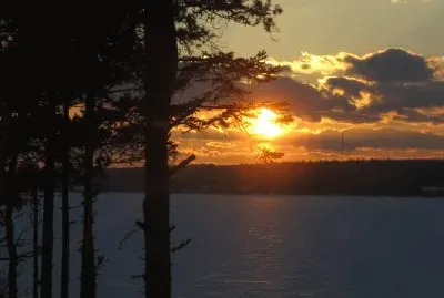 Winter sunset over Miramichi River
