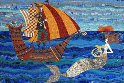 Sailor and Mermaid Mosaic by Irina Charny