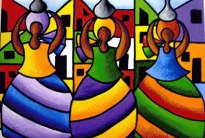 Baianas com roupas coloridas
