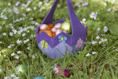 Easter Eggs in a Purple Basket