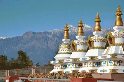 Stupa 's in the Himalayan Mountains