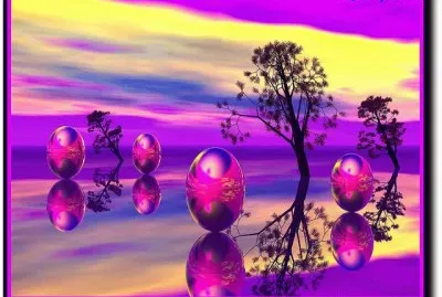 Beautiful Reflecting Easter Eggs-Art