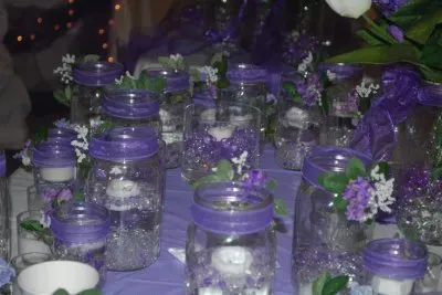 פאזל של Mason Jars  with Floating Candles and Beads