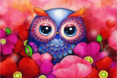Mr Owl between the Flowers