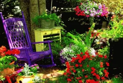 Rocking Chair in Pretty Garden