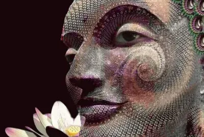 Digital Buddha and Lotus Flower
