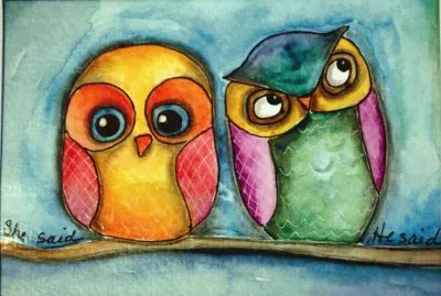 Adorable Owls painting