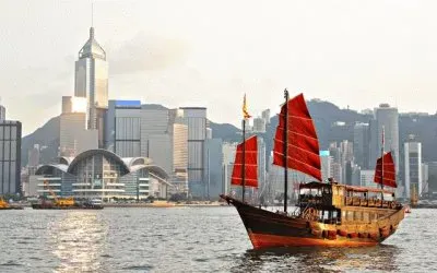 Chinese Junk  Hong Kong harbour