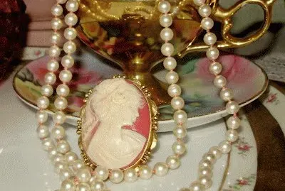 Pearls and Cameo with Tea Cup