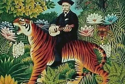 Tiger riding Ukelele Man by Henri Rousseau