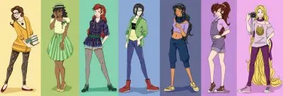 Belle Tiana Ariel Mulan Jasmine Megara Rapunzel
