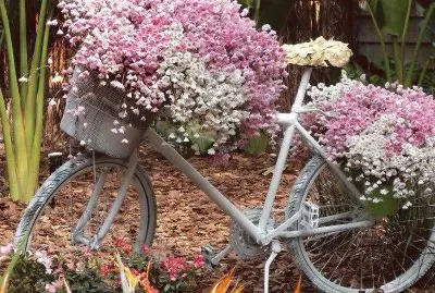Pink and White Garden Bicycle