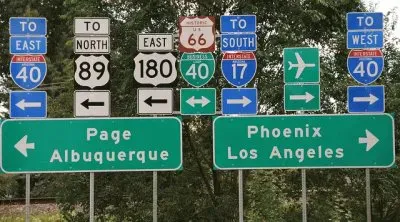 Street signs in Flagstaff  Arizona