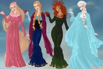 Rapunzel Anna Merida Elsa
