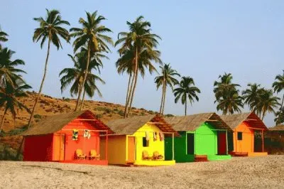 Huts on Mandrem Beach Goa  India