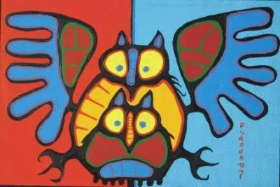 Owl family by Norval Morriseau