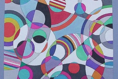 Abstract in circles and straight lines