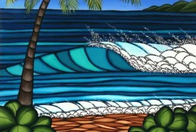 Hawaiian surfing art by Heather Creswell Brown