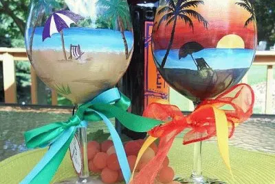 Sunset Beach Wine Glasses