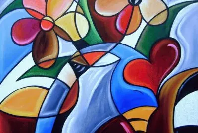 Painel cubista floral