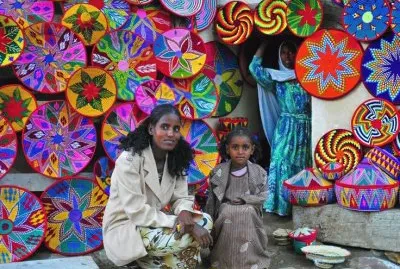 Woman selling their Baskets  Axum  Ethiopia