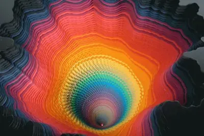 Colored Paper sculpture by Jen Stark