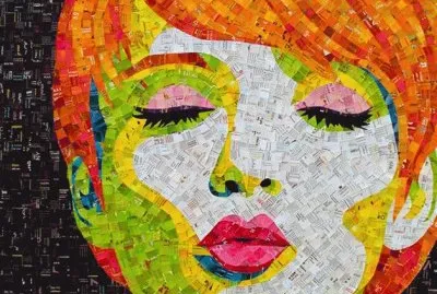 Portret created from junkmail jigsaw puzzle