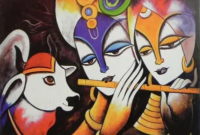 Radha Krishna  Music and Cow jigsaw puzzle