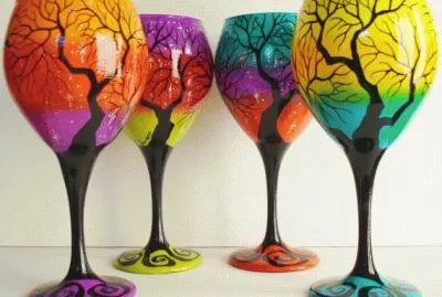 Hand Painted wine Glasses