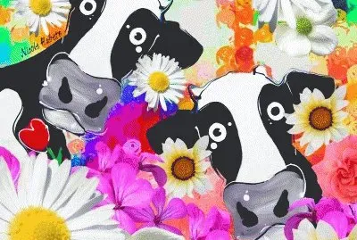 Cows between the Flowers