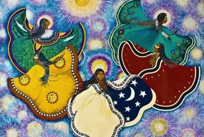 Dancing Indian Ladies that highlight Sun and Moon jigsaw puzzle