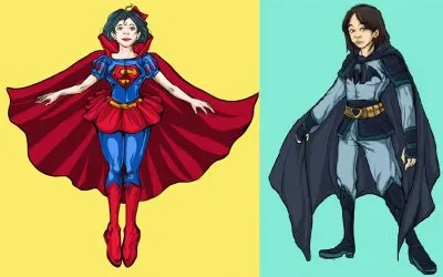 SnowWhite as Superman - Mulan as Batman