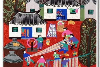 Peasant weaving cotton by Zhao Longguan