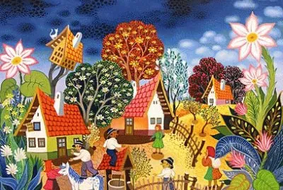 Village country yard by Laszlo Koday jigsaw puzzle