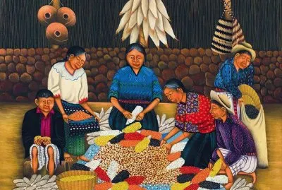 Mexican art peeling Corn