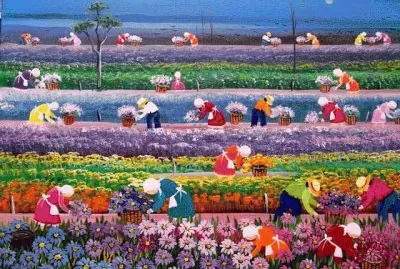 Working at the Flower Fields by Valquira Barros