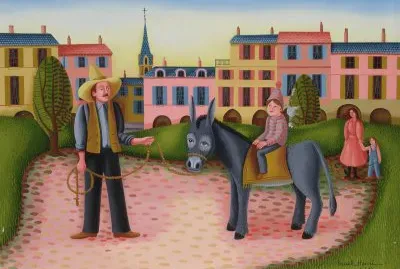 Riding on a Donkey by Henri Bruel