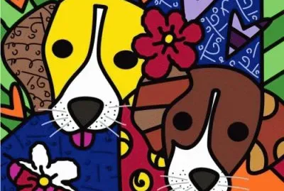 Two Puppies by Romero Brito