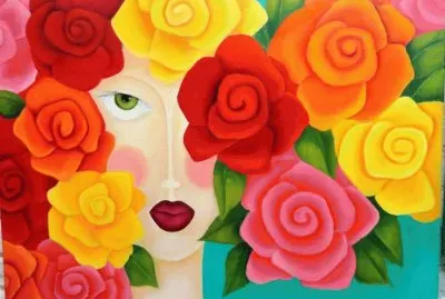 Lady between the Roses jigsaw puzzle