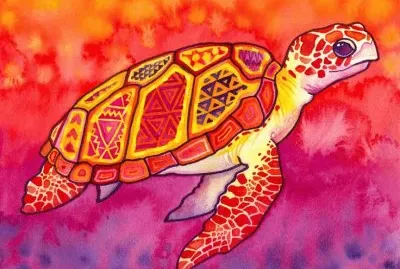 Seaturtle in Red and Orange