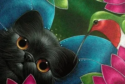 Kitten with Hummingbird by Cyra Cancel jigsaw puzzle