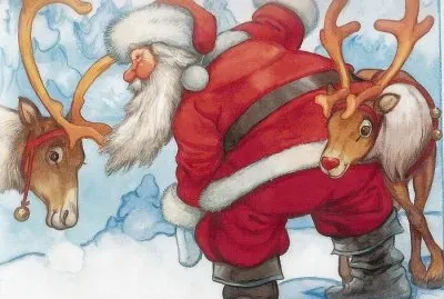 Reindeer Rudolph and Santa