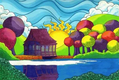 Sunset at the Lake by Denyse Dar