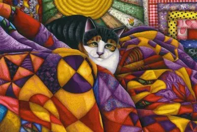 Cat in Quilts by Carol Wilson