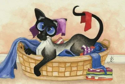 Cat in Basket by Angie